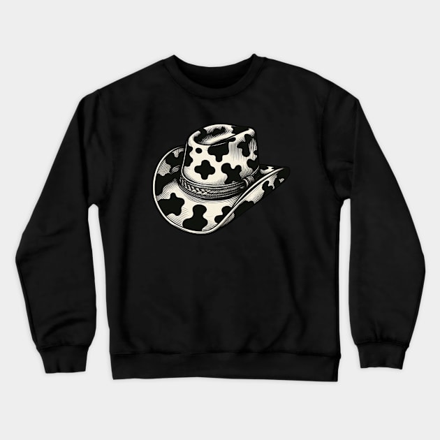 Cow print cowboy hat Crewneck Sweatshirt by PinScher